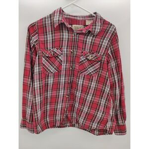 Schmidt Workwear Fit For Her Red Plaid Long Sleeve Button‎ Front Shirt M